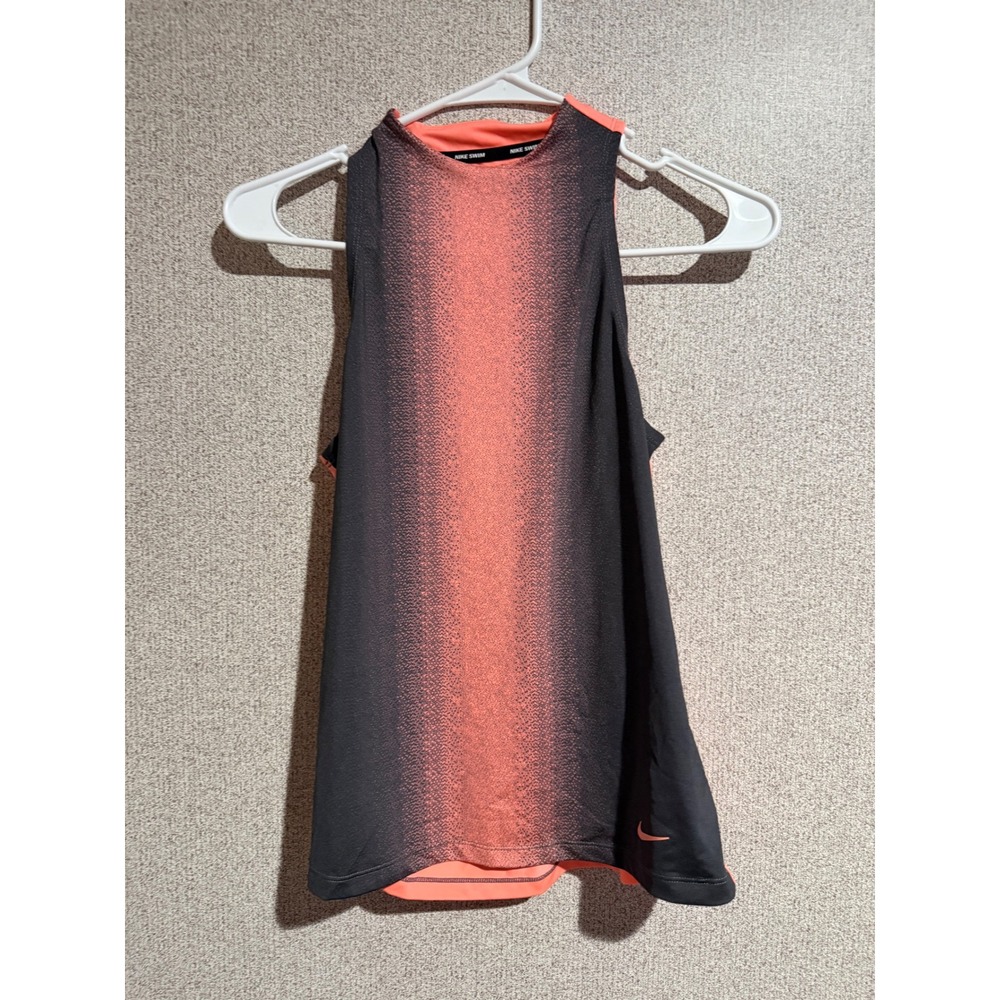 Nike Swim Womens Ombre High Neck Tankini Top Black Coral NESS8334 XS